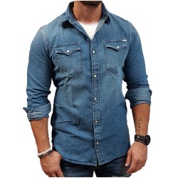 JACK&JONES 12138115 BLUE DENIM Ανδρικό τζιν πουκ΄άμισο 