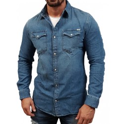 JACK&JONES 12138115 BLUE DENIM Ανδρικό τζιν πουκ΄άμισο 