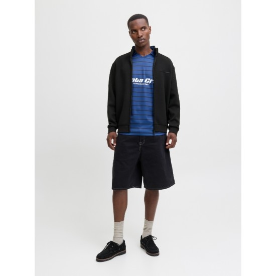 JACK&JONES 12282703 BLACK Ανδρική ζακέτα SCUBA ZIP 