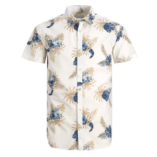 JACK&JONES 12220474 Cloud Dancer Πουκάμισο φλοράλ
