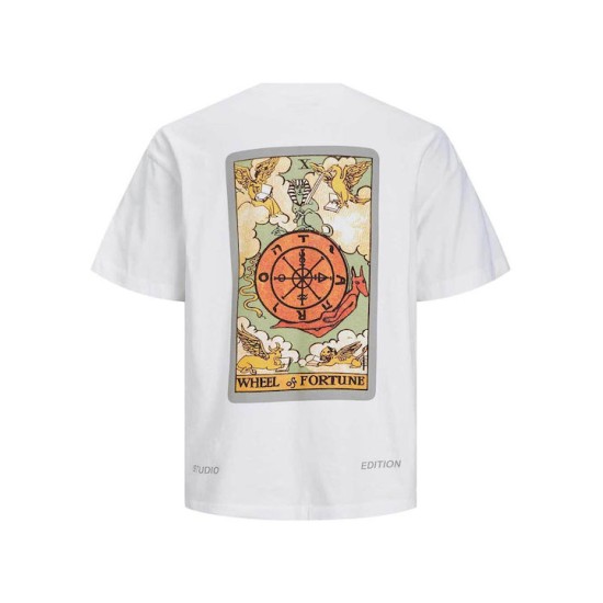 Ανδρικό oversized κοντομάνικο με πίσω τύπωμα JACK&JONES 12253999 WHITE