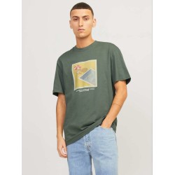 Ανδρικό T-shirt με τύπωμα JACK&JONES 12253679 OLIVE