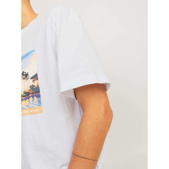 Ανδρικό T-shirt με τύπωμα JACK&JONES 12253679 WHITE