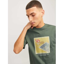Ανδρικό T-shirt με τύπωμα JACK&JONES 12253679 OLIVE