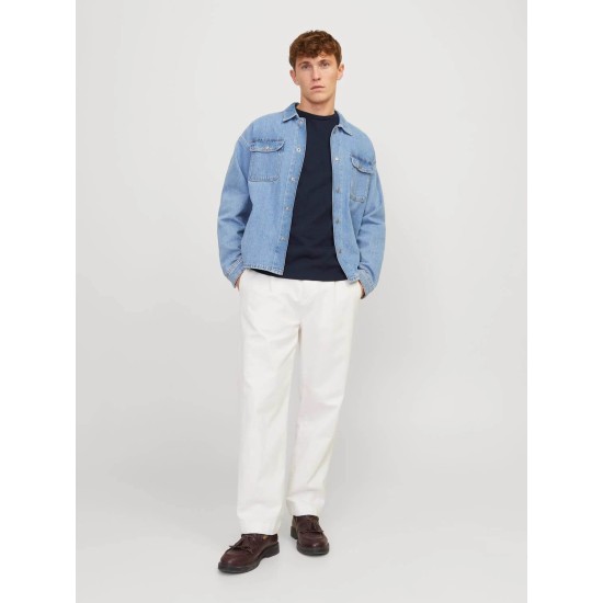 Ανδρικό Λινό T-shirt JACK&JONES 12252797 NAVY