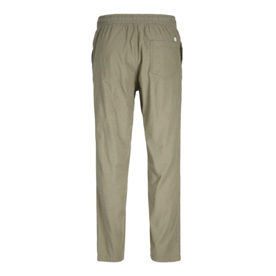 Jack & Jones 12229699 KHAKI Ανδρικό Λινό Παντελόνι σε Tapered Γραμμή 