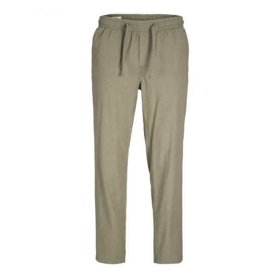 Jack & Jones 12229699 KHAKI Ανδρικό Λινό Παντελόνι σε Tapered Γραμμή 