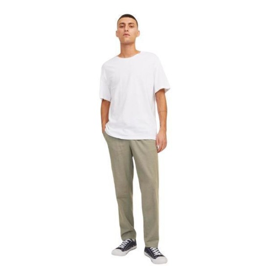 Jack & Jones 12229699 KHAKI Ανδρικό Λινό Παντελόνι σε Tapered Γραμμή 