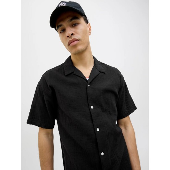 JACK&JONES 12274798 BLACK Κοντομάνικο Πουκάμισο 