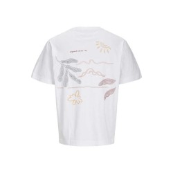 JACK&JONES 12273388 WHITE Oversized T-shirt με πίσω τύπωμα