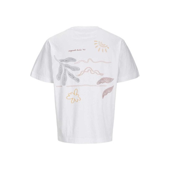 JACK&JONES 12273388 WHITE Oversized T-shirt με πίσω τύπωμα