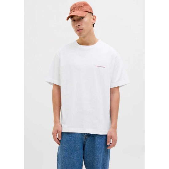JACK&JONES 12273388 WHITE Oversized T-shirt με πίσω τύπωμα