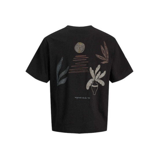 JACK&JONES 12273388 BLACK Oversized T-shirt με πίσω τύπωμα