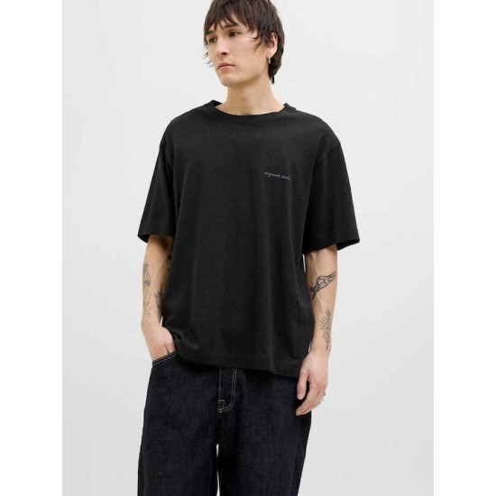 JACK&JONES 12273388 BLACK Oversized T-shirt με πίσω τύπωμα