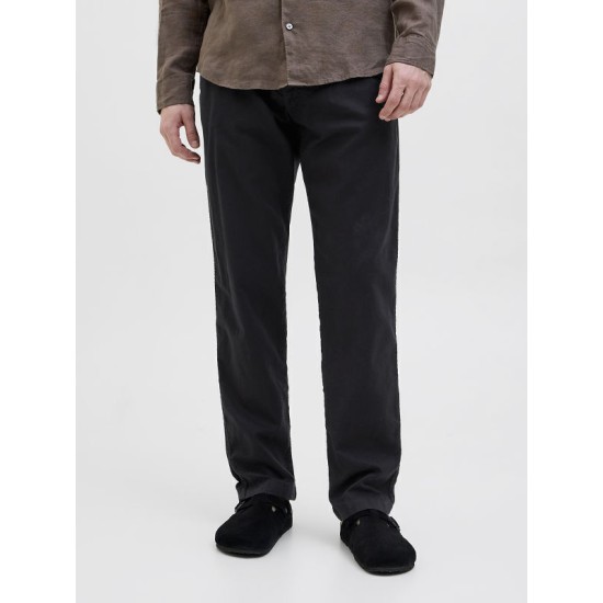 Jack & Jones 12274977 BLACK Ανδρικό Λινό Παντελόνι σε Relaxed Γραμμή 