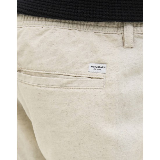 Jack & Jones 12274977 MOONBEAM Ανδρικό Λινό Παντελόνι σε Relaxed Γραμμή 