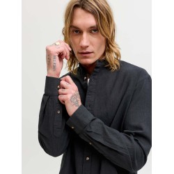 JACK&JONES 12289184 BLACK Λινό mao πουκάμισο 