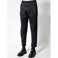 MAKAN 210-972 BLACK Παντελόνι με ρίγα
