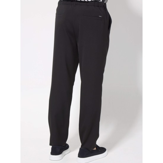 MAKAN 210-715 BLACK Παντελόνι με λάστιχο και πιέτα