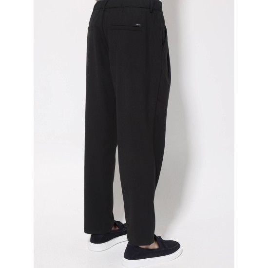 MAKAN 210-715 BLACK Παντελόνι με λάστιχο και πιέτα