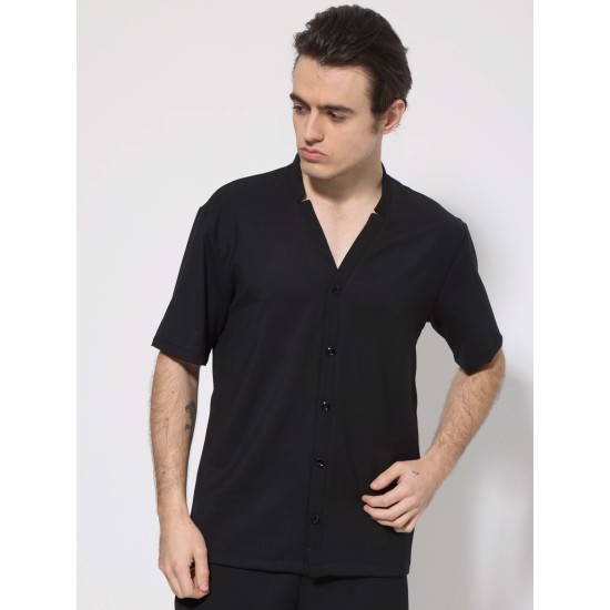 MAKAN 250-715 BLACK Κοντομάνικο πουκάμισο 
