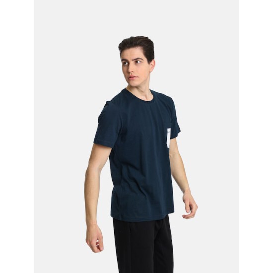 Ανδρικό T-shirt PACO&CO 2431042 NAVY Κανονική γραμμή- Cotton