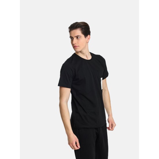 Ανδρικό T-shirt PACO&CO 2431042 BLACK Κανονική γραμμή- Cotton