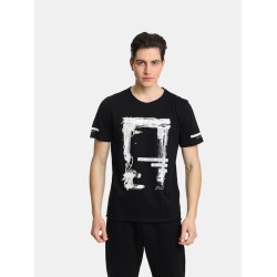 Ανδρικό T-shirt PACO&CO 2431044 BLACK Κανονική γραμμή- Cotton