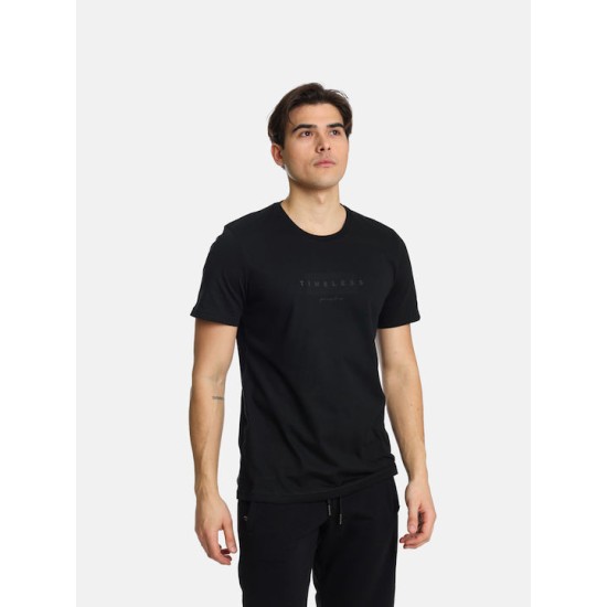 Ανδρικό T-shirt PACO&CO 2431036 BLACK Κανονική γραμμή- Cotton
