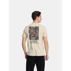 Ανδρικό T-shirt PACO&CO 2431061 BEIGE Oversized - Cotton