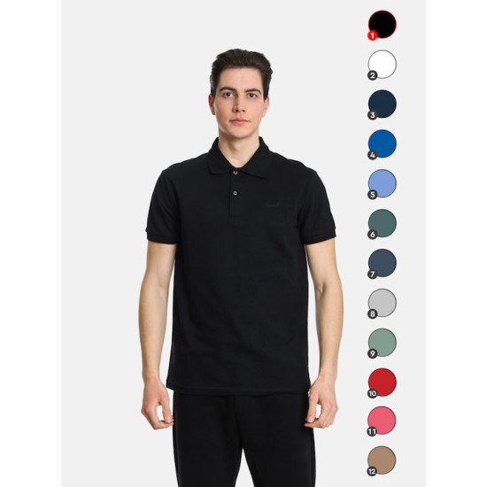 Ανδρική Μπλούζα Polo PACO&CO 2431830 BLACK -Κανονική γραμμή