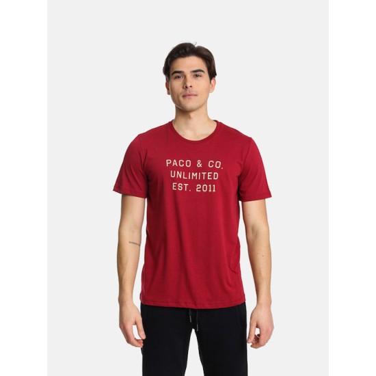 Ανδρικό T-shirt PACO&CO 2431033 RED Κανονική γραμμή