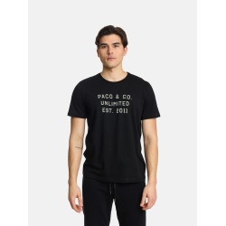 Ανδρικό T-shirt PACO&CO 2431033 BLACK Κανονική γραμμή