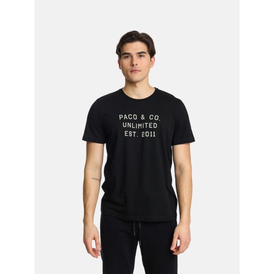 Ανδρικό T-shirt PACO&CO 2431033 BLACK Κανονική γραμμή