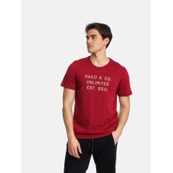 Ανδρικό T-shirt PACO&CO 2431033 RED Κανονική γραμμή
