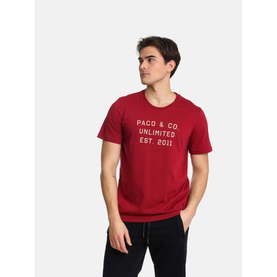 Ανδρικό T-shirt PACO&CO 2431033 RED Κανονική γραμμή