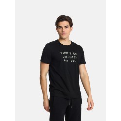 Ανδρικό T-shirt PACO&CO 2431033 BLACK Κανονική γραμμή