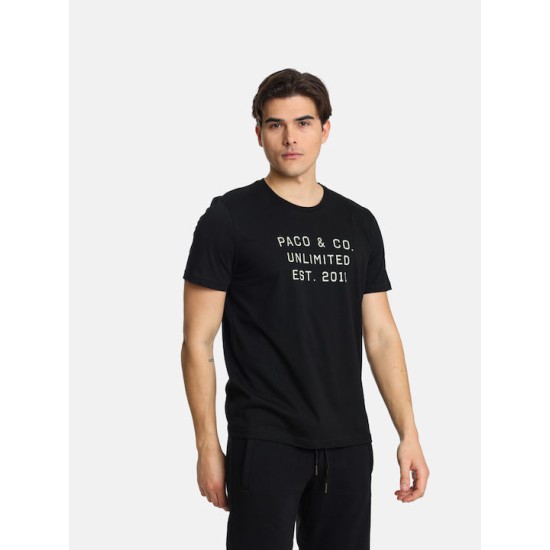 Ανδρικό T-shirt PACO&CO 2431033 BLACK Κανονική γραμμή
