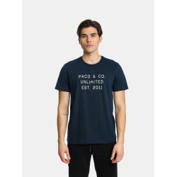 Ανδρικό T-shirt PACO&CO 2431033 NAVY Κανονική γραμμή