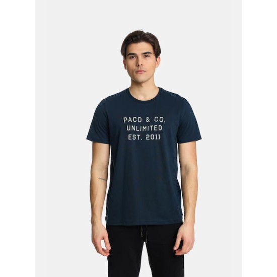 Ανδρικό T-shirt PACO&CO 2431033 NAVY Κανονική γραμμή