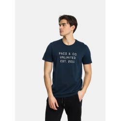 Ανδρικό T-shirt PACO&CO 2431033 NAVY Κανονική γραμμή