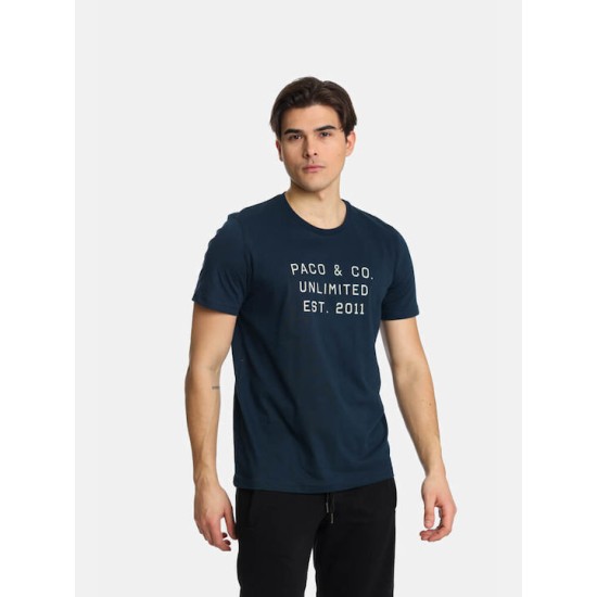 Ανδρικό T-shirt PACO&CO 2431033 NAVY Κανονική γραμμή