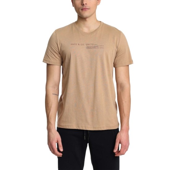 Ανδρικό T-shirt PACO&CO 2431032 CAMEL-Κανονική γραμμή