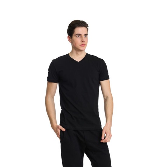 Ανδρικό T-shirt PACO&CO 2431811 BLACK Slim Fit- Lycra