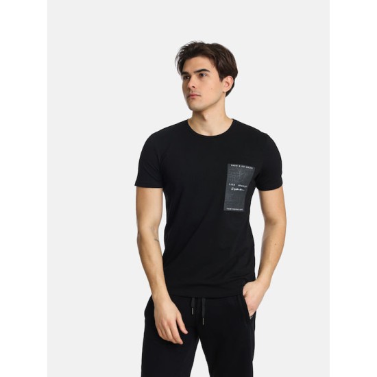 Ανδρικό T-shirt PACO&CO 2431007 BLACK Slim Fit - Cotton