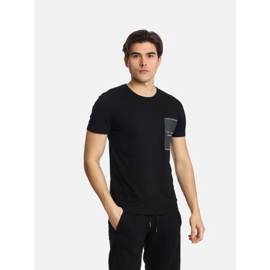 Ανδρικό T-shirt PACO&CO 2431007 BLACK Slim Fit - Cotton