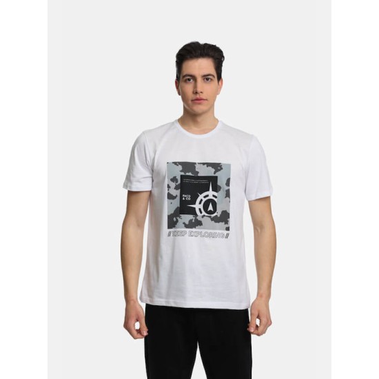 Ανδρικό T-shirt PACO&CO 2431046 WHITE Κανονική γραμμή 