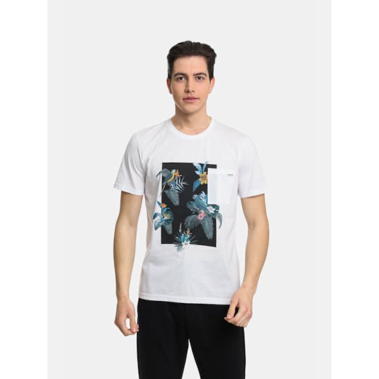 Ανδρικό T-shirt PACO&CO 2431047 WHITE Κανονική γραμμή- Cotton