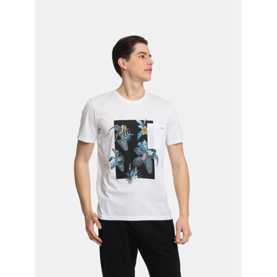 Ανδρικό T-shirt PACO&CO 2431047 WHITE Κανονική γραμμή- Cotton