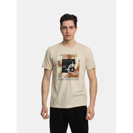 Ανδρικό T-shirt PACO&CO 2431046 BEIGE Κανονική γραμμή 